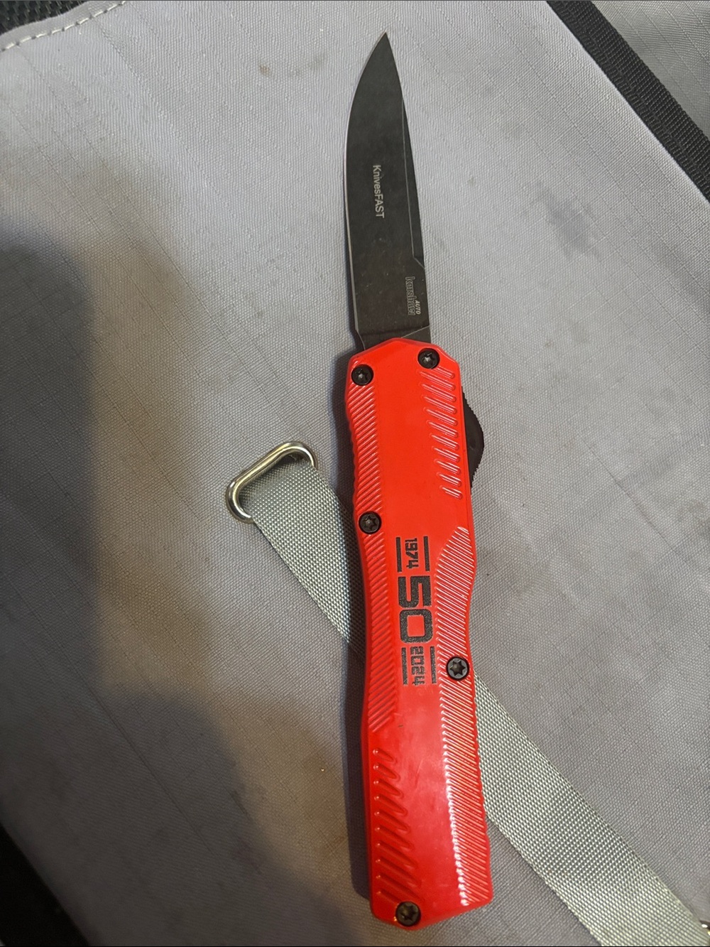 Kershaw 50 Anniversary OTF Red Pocket Knife with Black Blade - Picture 2 of 6